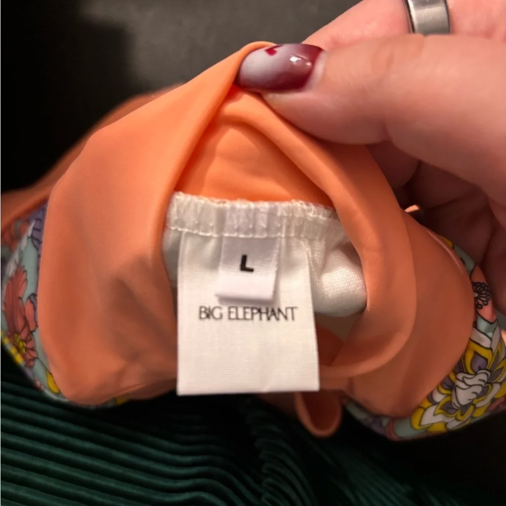 Big Elephant Large Orange and Floral Kids Swim Trunks